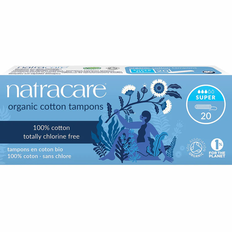 Natracare Non-Applicator 100% Organic Cotton Tampons - Super